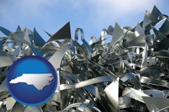 north-carolina map icon and scrap metal